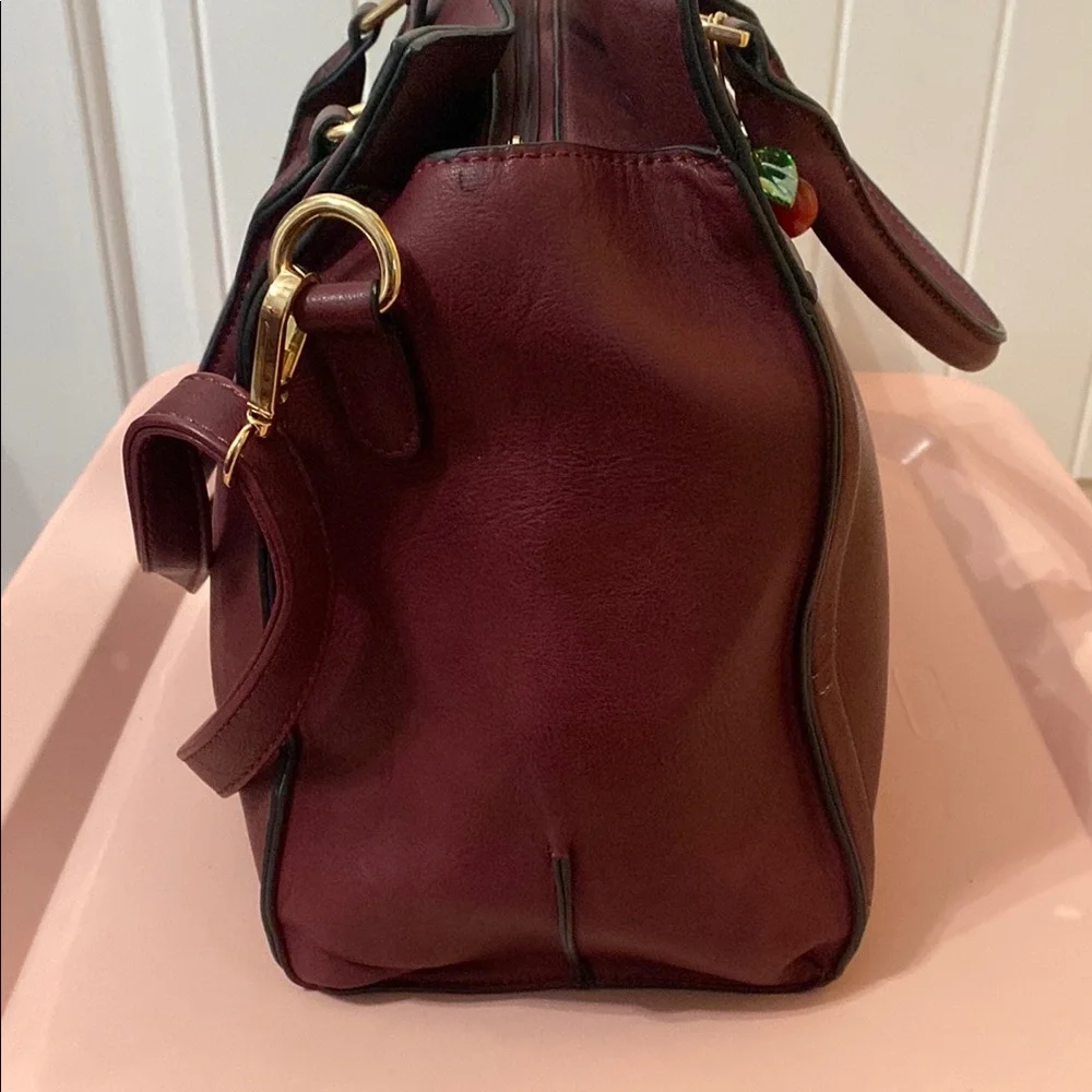 Structured Burgundy Satchel with Top Handles